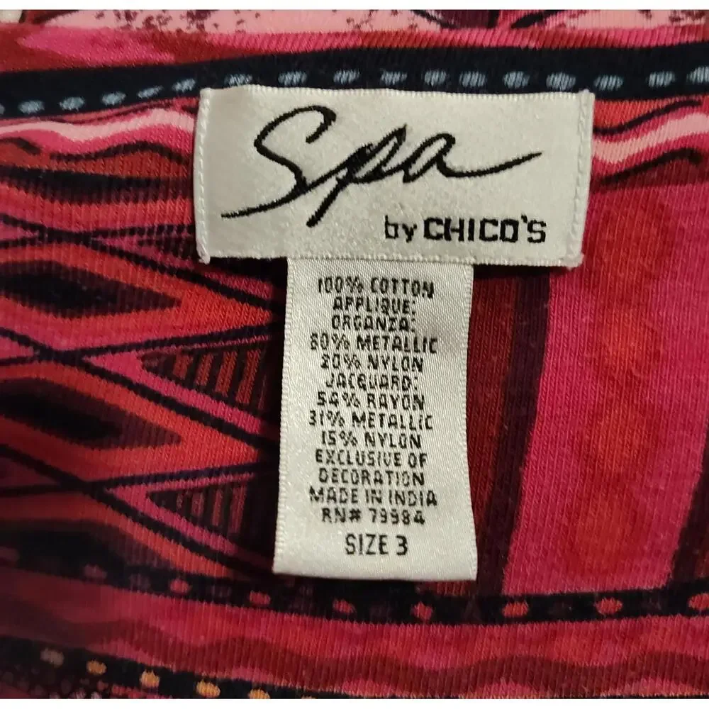Spa by‎ Chico's Red Patterned Zip-Up Jacket
